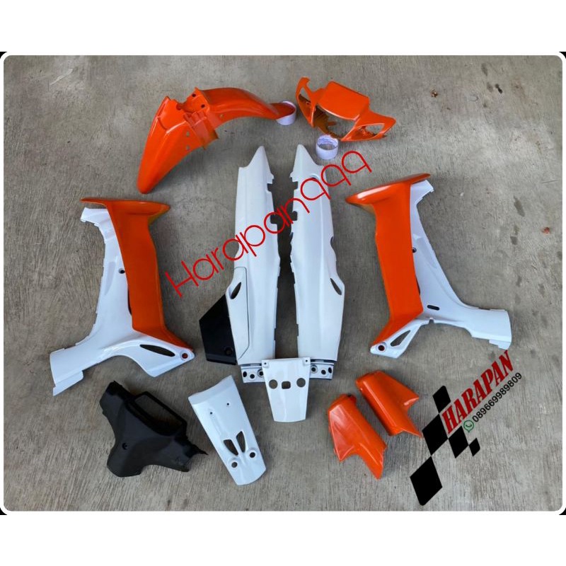 cover body halus fiz r fiz r Vega lama warna orange putih full set tanpa striping