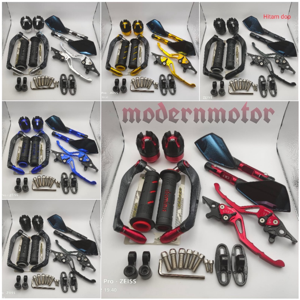 [PAKET 5in1] Spion Tomok V2+Proguard Carbon sabit+Handle CNC+Grip domino+Jalu as D-Tracker KLX CRF 150 Ninja 250 Ninja R Ninja RR  DTracker CBR 150