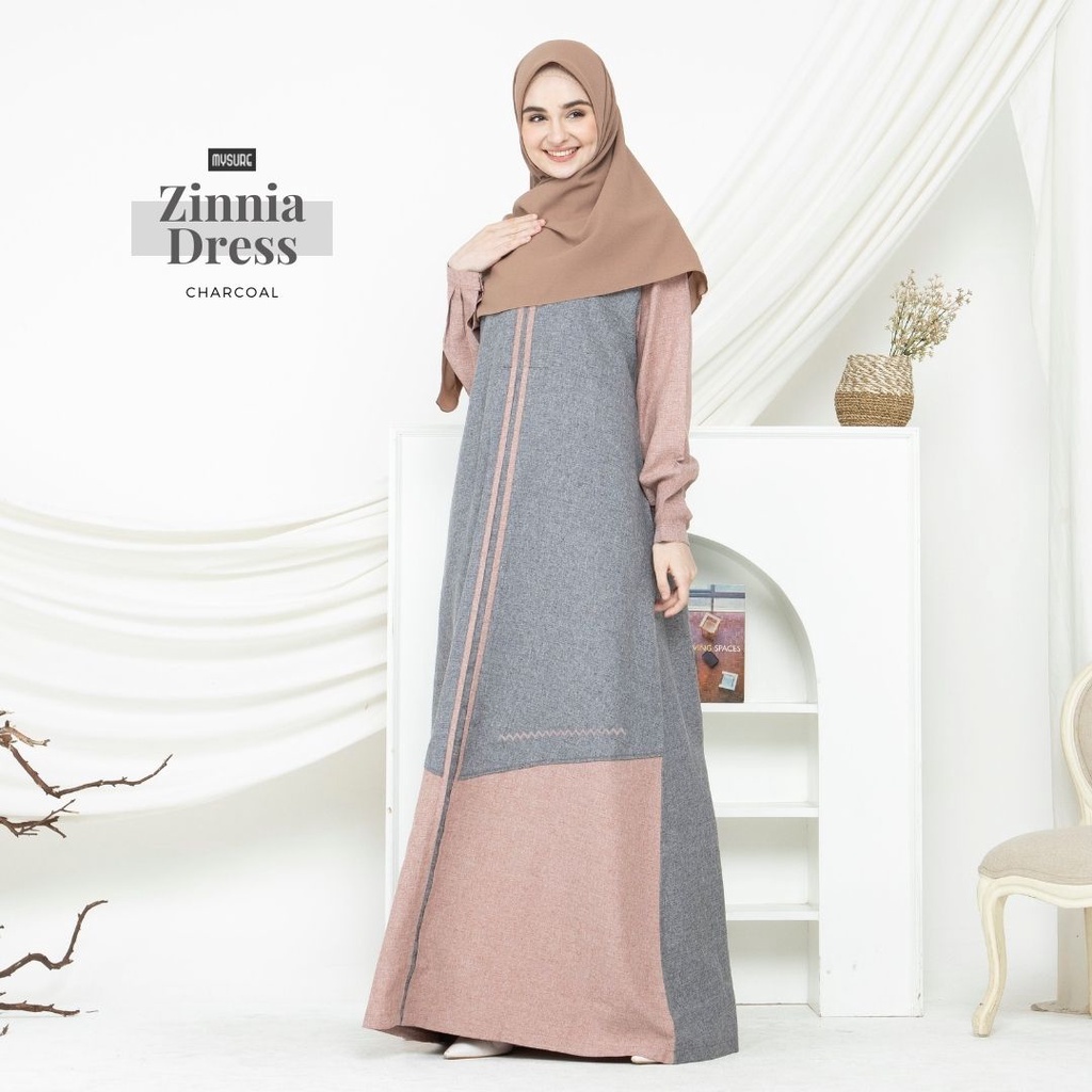 Zinnia Dress Gamis Wanita Terbaru Simple Elegant Long Dress busui friendly
