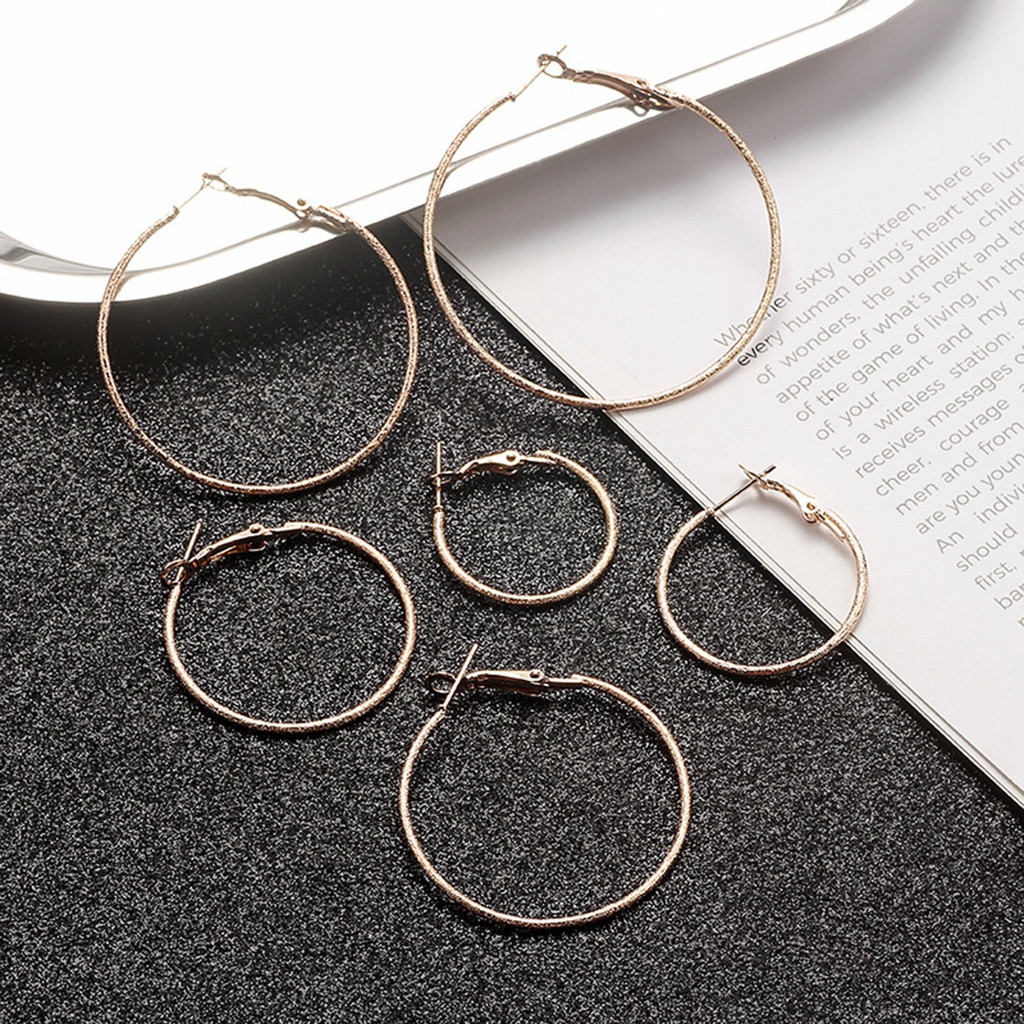 Hu Hu Hu Hu Hu Alat Bantu Pasang Kacamata♡ 6 Pasang Anting Tusuk Bentuk Lingkaran Bahan Metal Gaya Punk Untuk Wanita