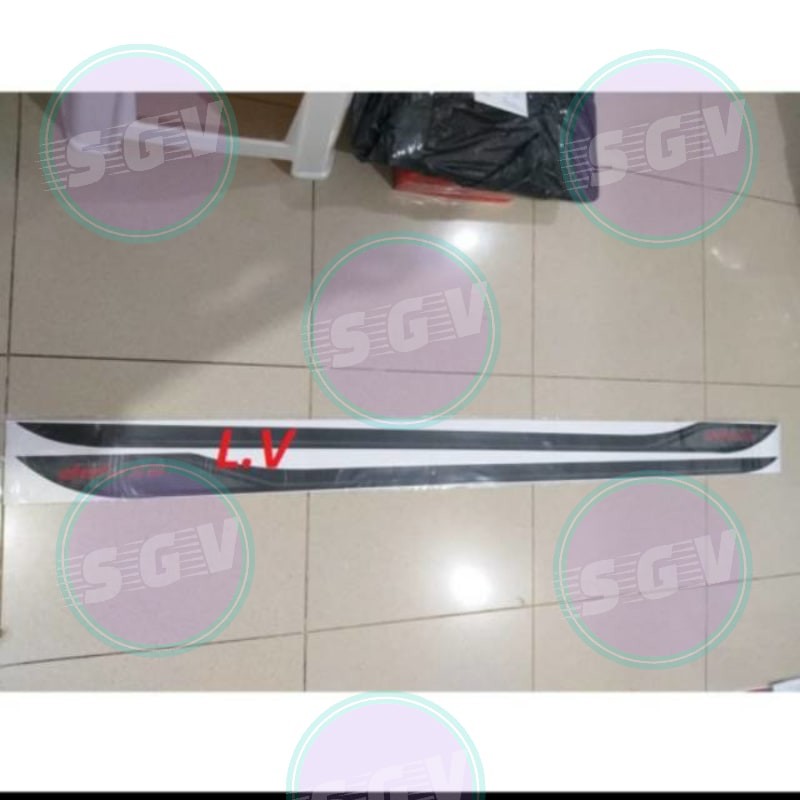 SGV Cutting stiker body samping (deluxe) mobil Daihatsu Ayla Hitam & Abu & Merah kombinasi
