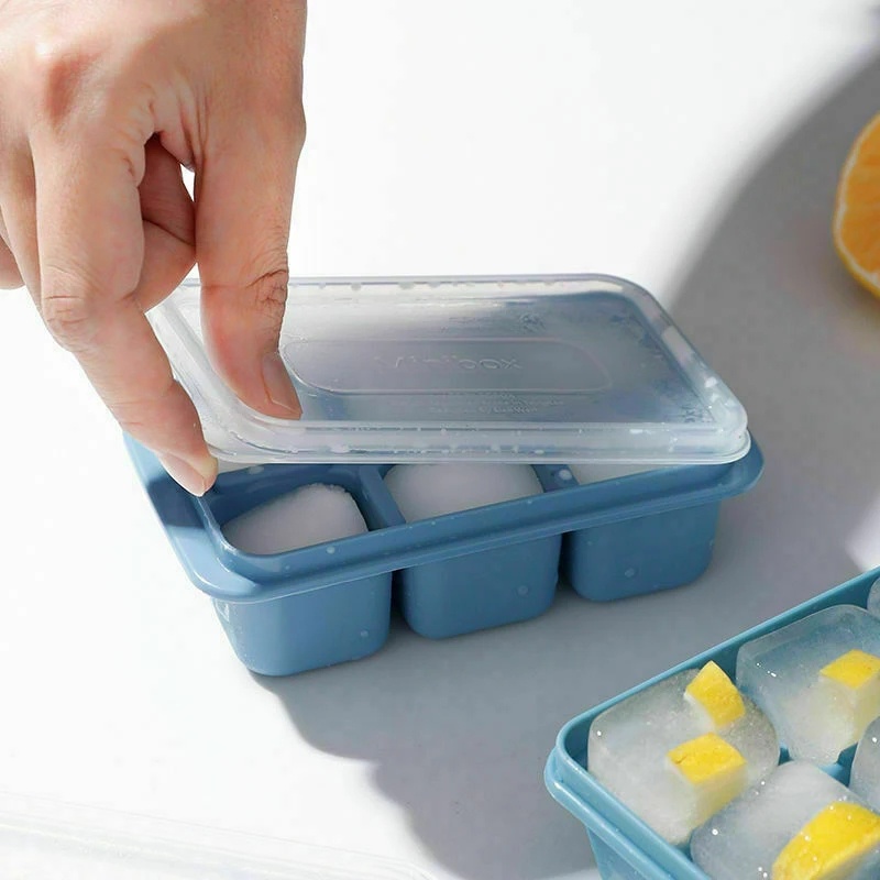 [Durable PP And Silicone DIY Ice Cube Cube Storage Box] [6 Grids Ice Pop Makers] [Reusable  Ice Cube Mold ]