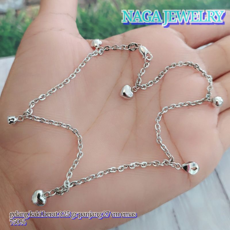GELANG KAKI PUTIH EMAS TUA KADAR 750