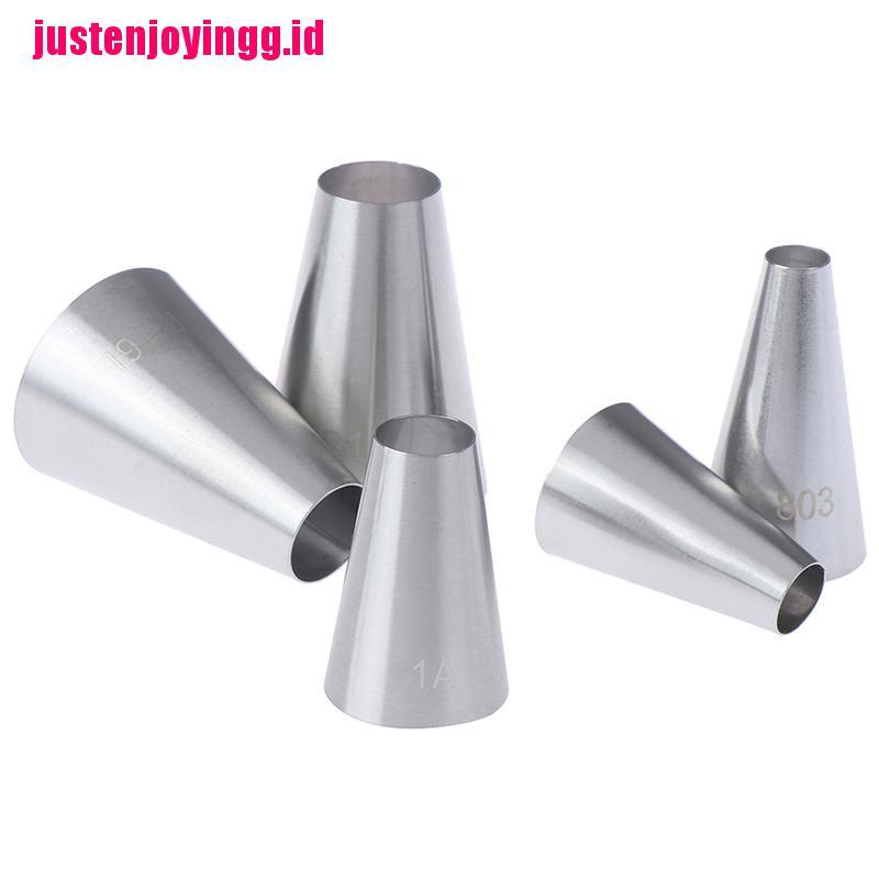 5pcs / Set Nozzle Icing Piping Bentuk Bulat Besar Untuk Dekorasi Kue Pastry