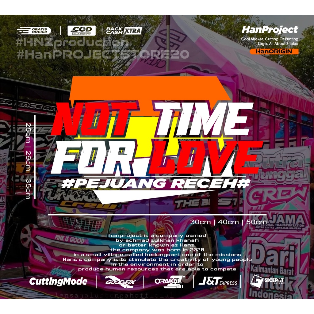 Jual Sticker Kaca Pintu Truk Dan Pick Up Kata Kata Not Time For Love Reflective Untuk Mitsubishi