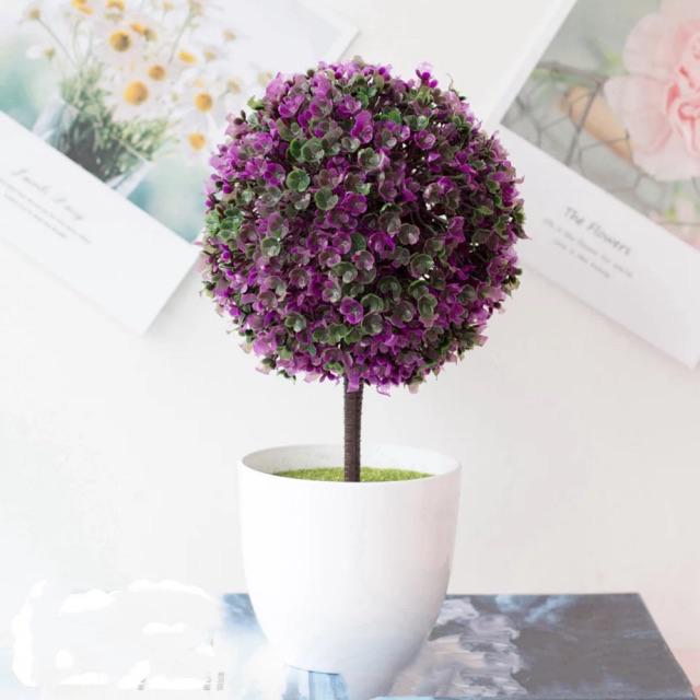 AM348 Bunga plastik / Pajangan bunga Artifisial / motif bulat  Vas Bulat-Ungu