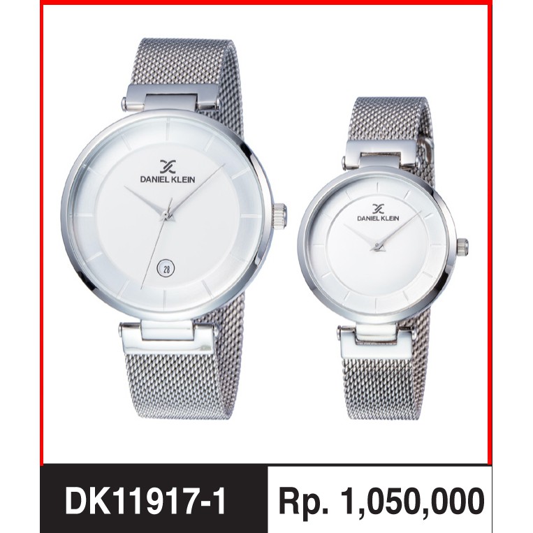 Daniel Klein DK11917-1 M/L Silver Jam Tangan Couple Original