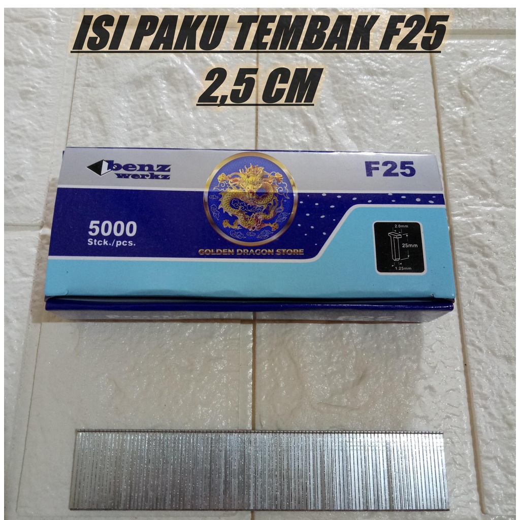 

Isi Staples Tembak Angin F25 / Paku Tembak F25 / Isi Paku Tembak Angin