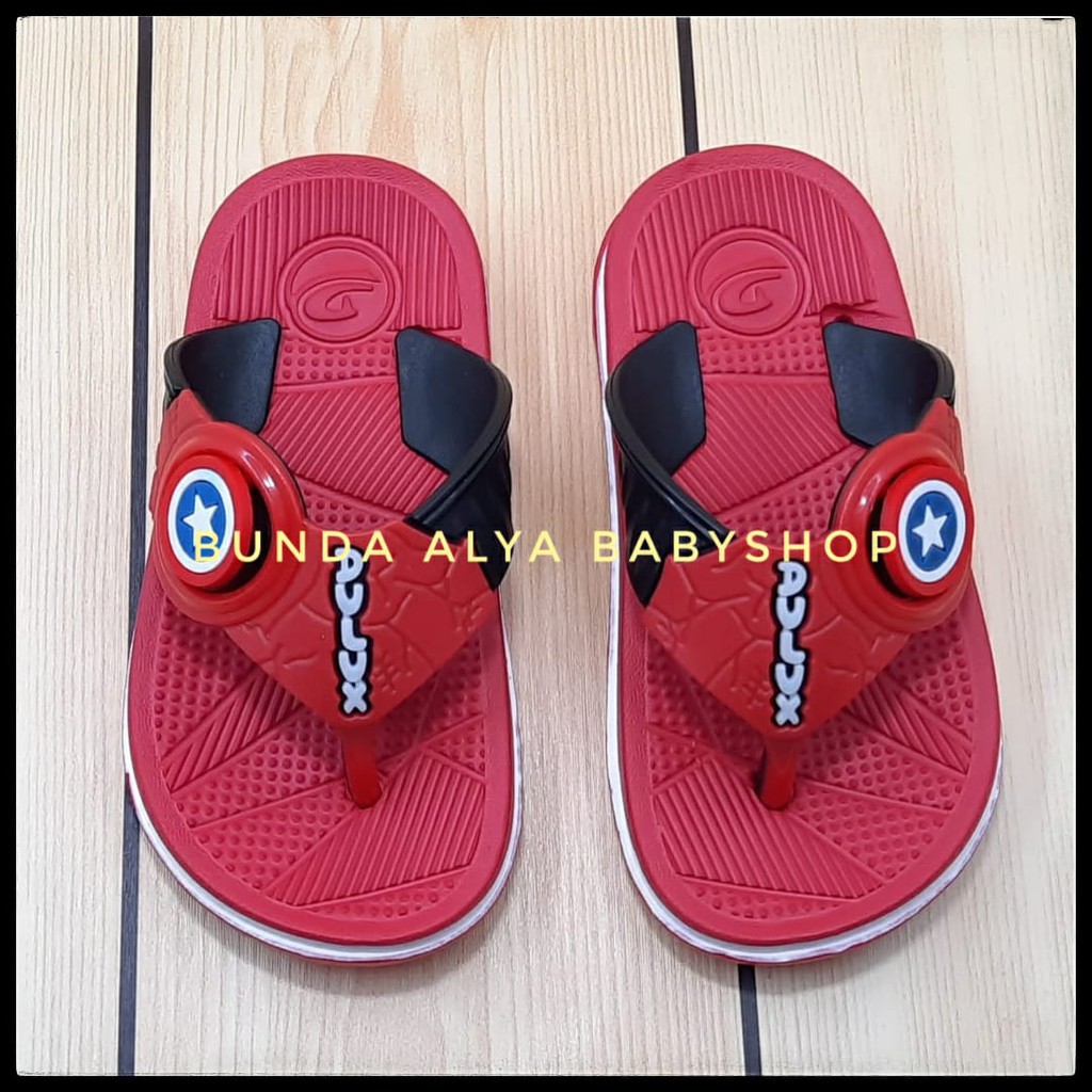 Sendal Anak Laki Laki Jepit Usia 6 7 Tahun Karet Motif Star - Sandal Jepit Anak Cowok Karet Anti Licin MERAH Size 30 -35