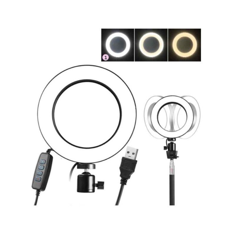 Lampu Halo Ring Light LED 3 Mode 8watt Diameter 16 cm Plus Tripod Mini