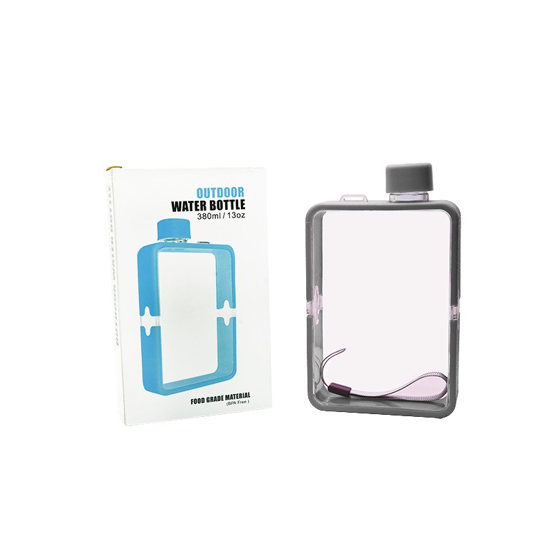 Indoshare Botol Minum Unik Kotak 380ml-Abu