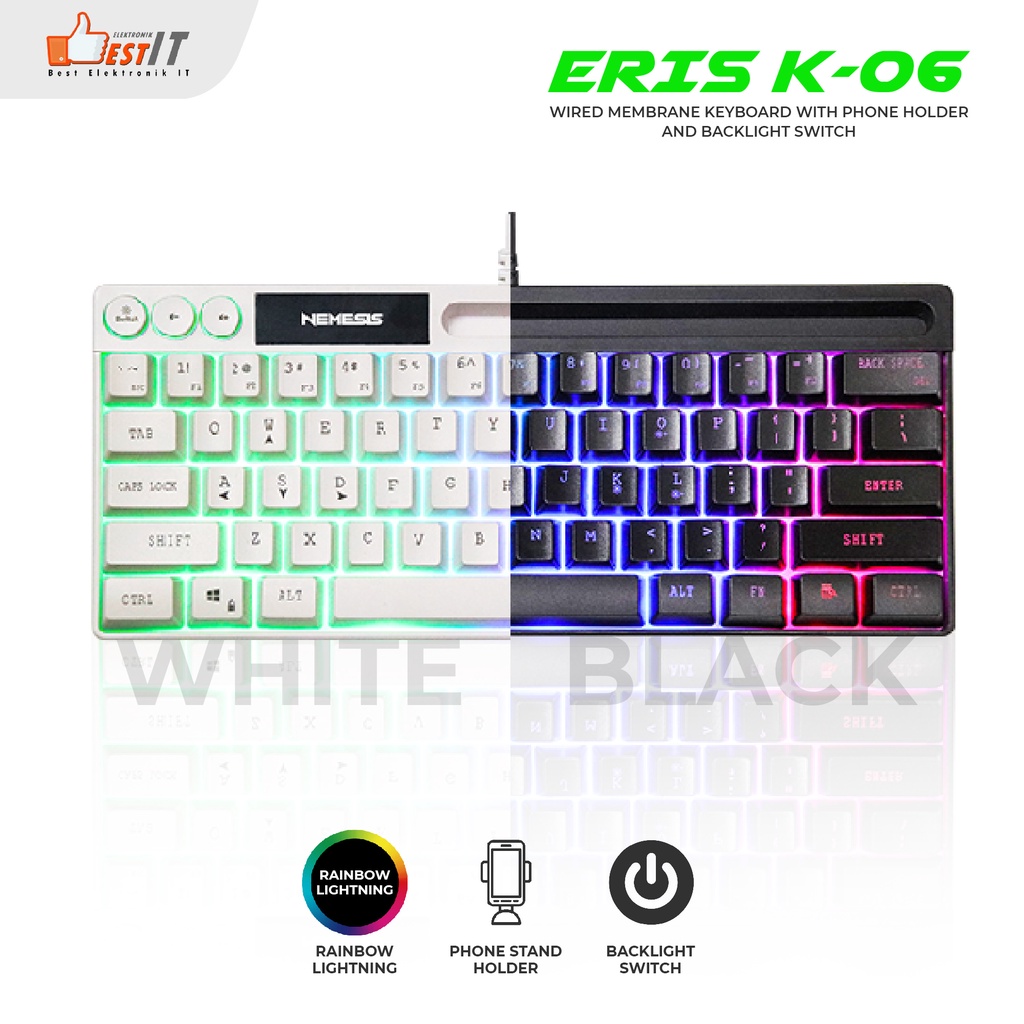 Keyboard Gaming 61% NYK Nemesis K-06 Eris Wired Membrane With Holder