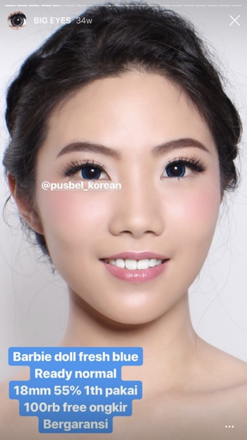 Softlens vip big angel gray brown blue big eye original korea