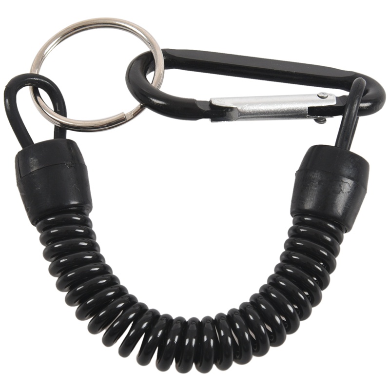 Gantungan Kunci Dengan carabiner Dan Kabel spiral 13cm Warna Acak