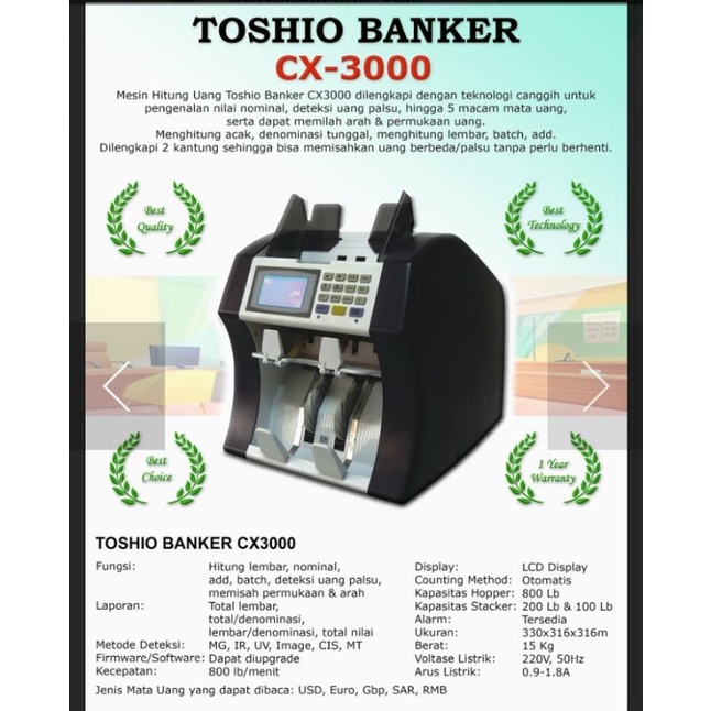 Toshio Banker CX 3000 Mesin Hitung uang