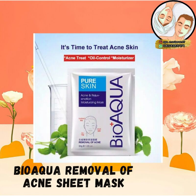 BIOAQUA REMOVAL OF ACNE SHEET MASK MASKER JERAWAT SHEETMASK ACNE BIOAQUA ACNE FACE MASK ACNE JERAWAT