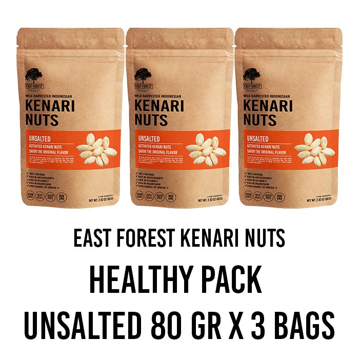 

East Forest Kenari Nuts Healthy Pack Unsalted 80 Gr - 3 Bags