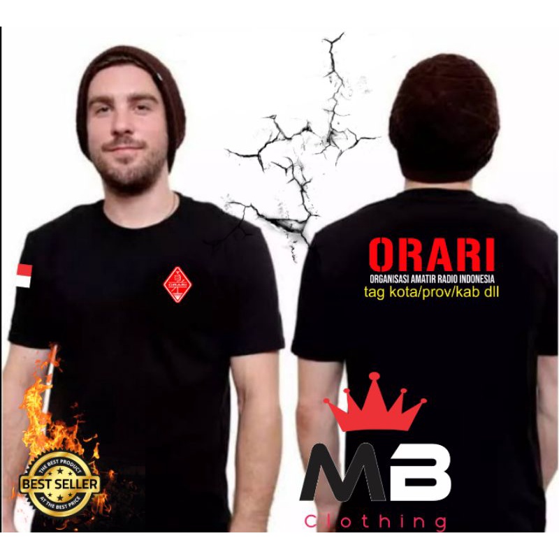 Kaos ORARI Organisasi Amatir  Radio Indonesia // baju kaos ORARI // kaos katun ORARI //kaos Hitam OR