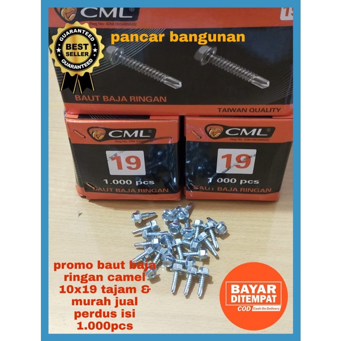 Baut Baja Ringan 10X19 Camel - Skrup Baja Ringan - Baut Baja Ringan 10