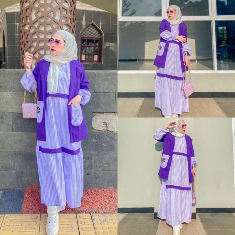 Gamis set iner +outer Fialova Prod by Meera ori