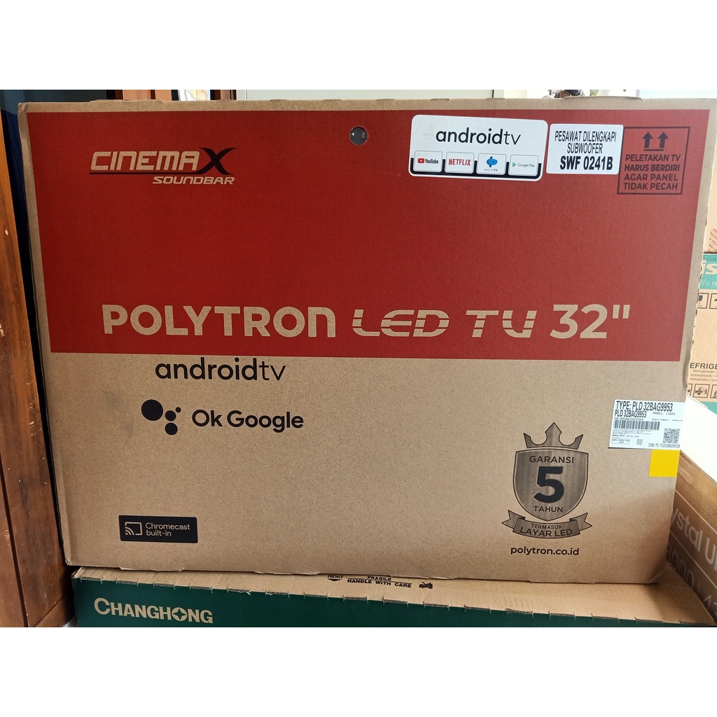 TV LED POLYTRON CINEMAX 32 INCH SMART ANDROID SOUNDBAR 32BAG9553 GARANSI RESMI