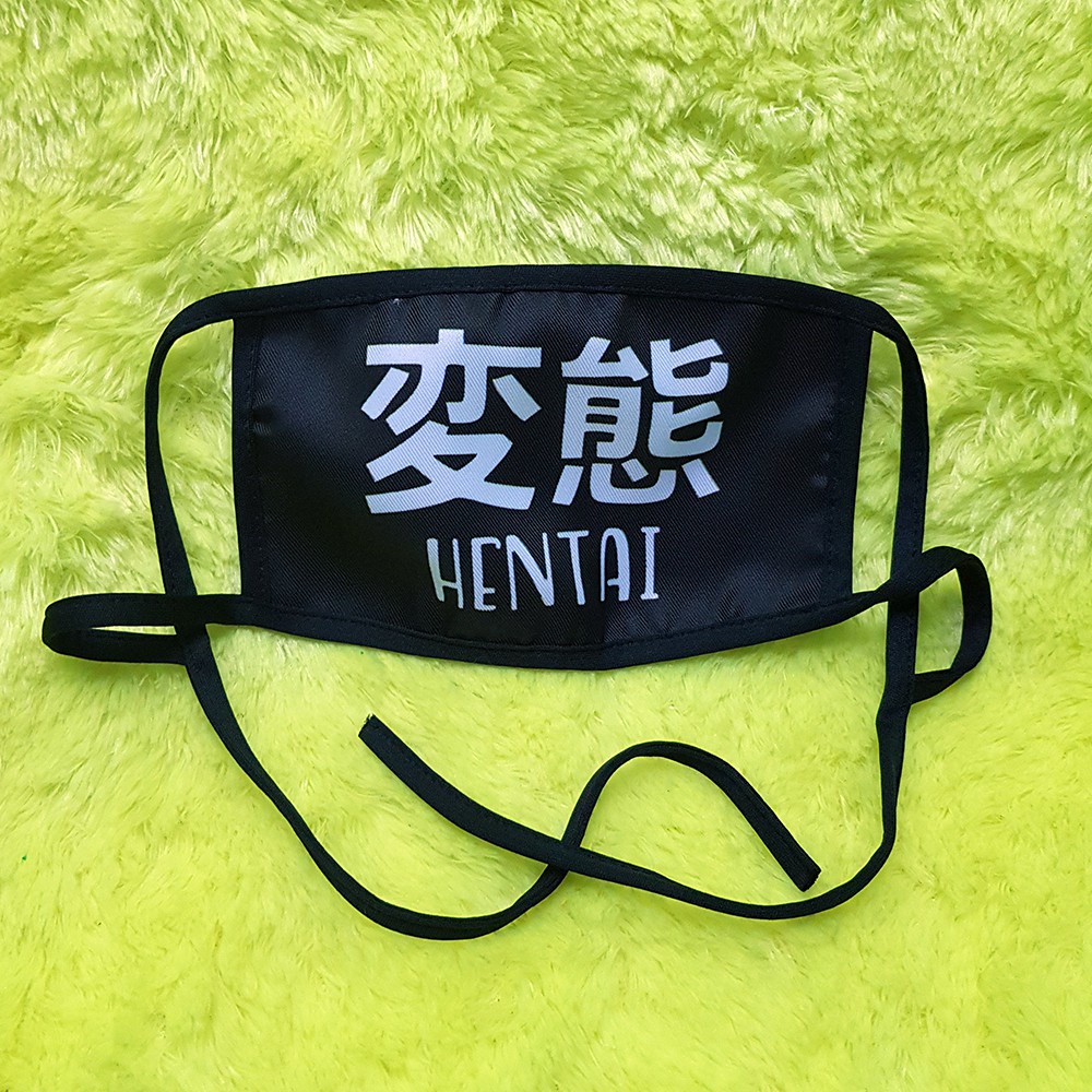 Masker Mulut Kain Mask Anti Debu Non Medis Anime Tulisan Hentai