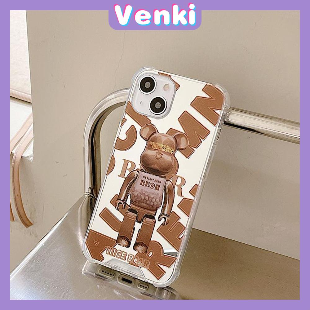 iPhone Case Luxury Acrylic Mirror Airbag Shockproof Protection Camera Brown Bear Compatible For iPhone 11 Pro Max 13 Pro Max 12 Pro Max 7Plus XS Max