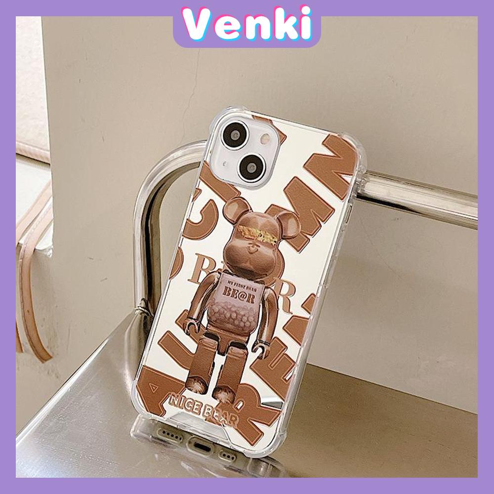 iPhone Case Luxury Acrylic Mirror Airbag Shockproof Protection Camera Brown Bear Compatible For iPhone 11 Pro Max 13 Pro Max 12 Pro Max 7Plus XS Max