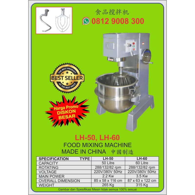 Jual Mixer Pengaduk Adonan 50 Liter Dough Mixer Food