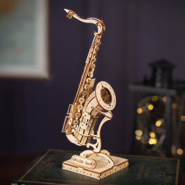 Robotime Rolife Saxophone 3D Wooden Puzzle Tg309 Hobby And Toys Collection Sipeduli Karya