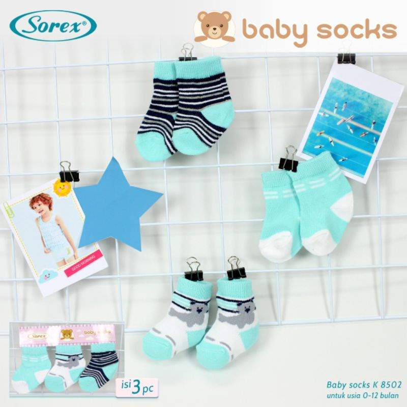 3 Pasang Kaos Kaki Bayi Sorex 0-12 Bulan Kaos Kaki Baby Newborn Shoes Lembut Sorex Baby Socks