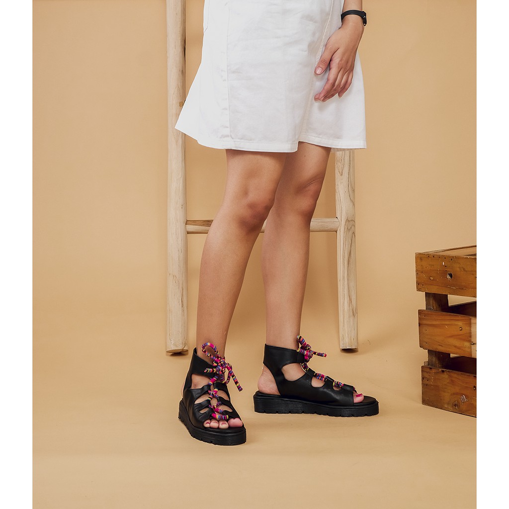 Gladian Black | 36-40 | Sandal Platform Tali Simpel Casual Kasual Wanita Sendal Footwear Original | FORIND x Tragen Fav
