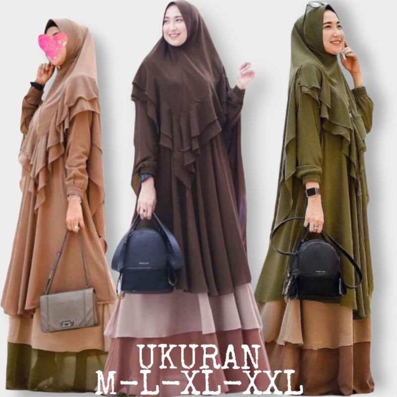Baju Gamis Mayra Set Syari | Size M L XL XXL | Fashion Muslim Terbaru