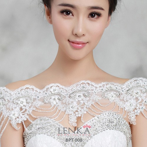 [BISA COD] BOLERO LACE MUTIARA PERNIKAHAN PENGANTIN WANITA PUTIH BPT008