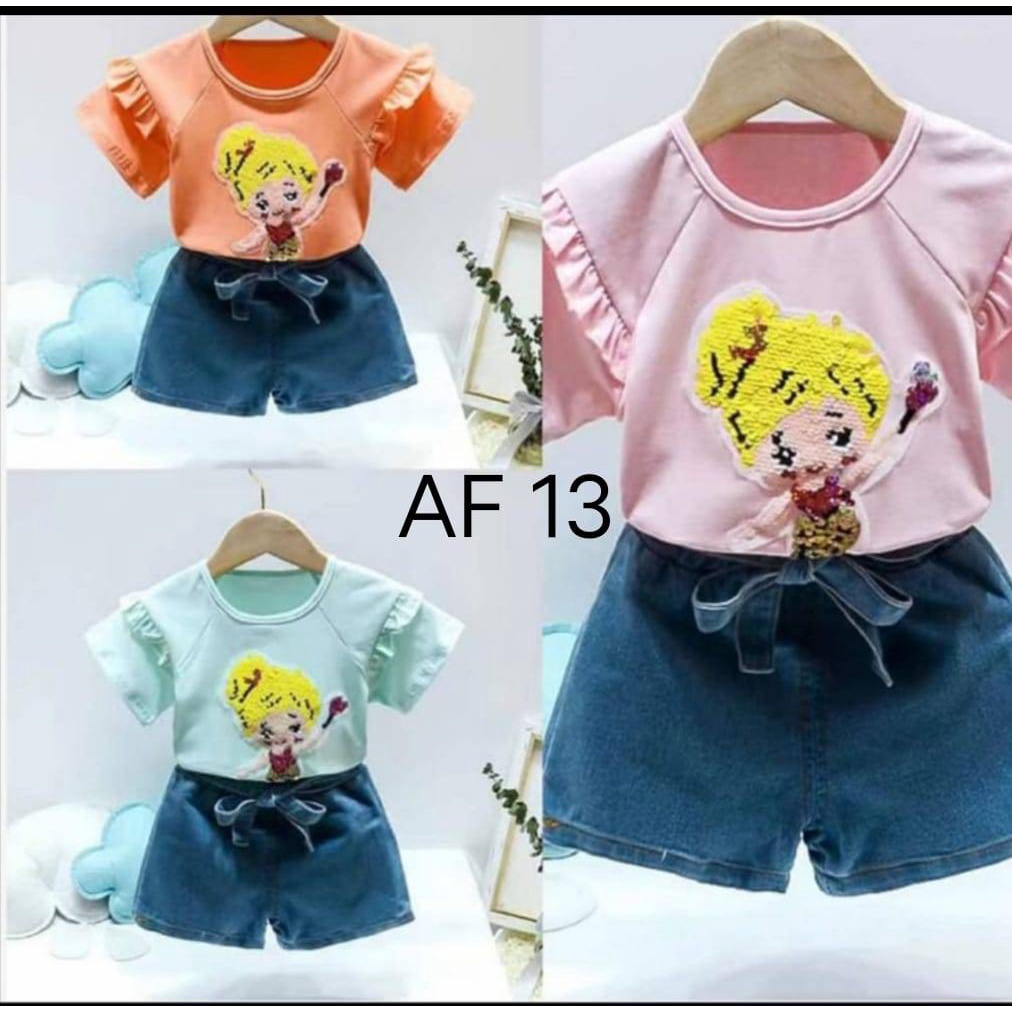 Setelan Levis Anak Perempuan Dress Karakter Baju Anak motif  IMPORT 100% PREMIUM Quality GROSIR 4 Pc