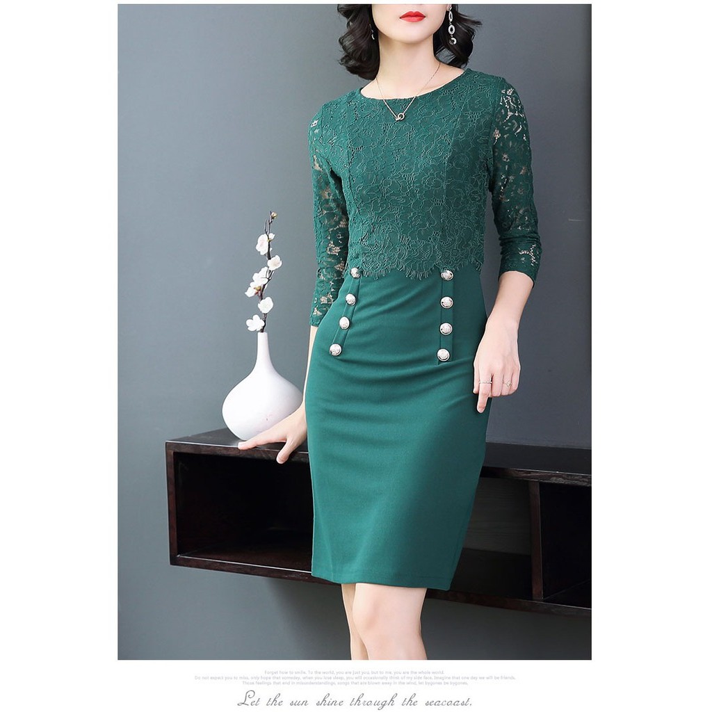 Party Dress Pesta Brukat Brokat Pesta Formal Hijau Import Korea 35499