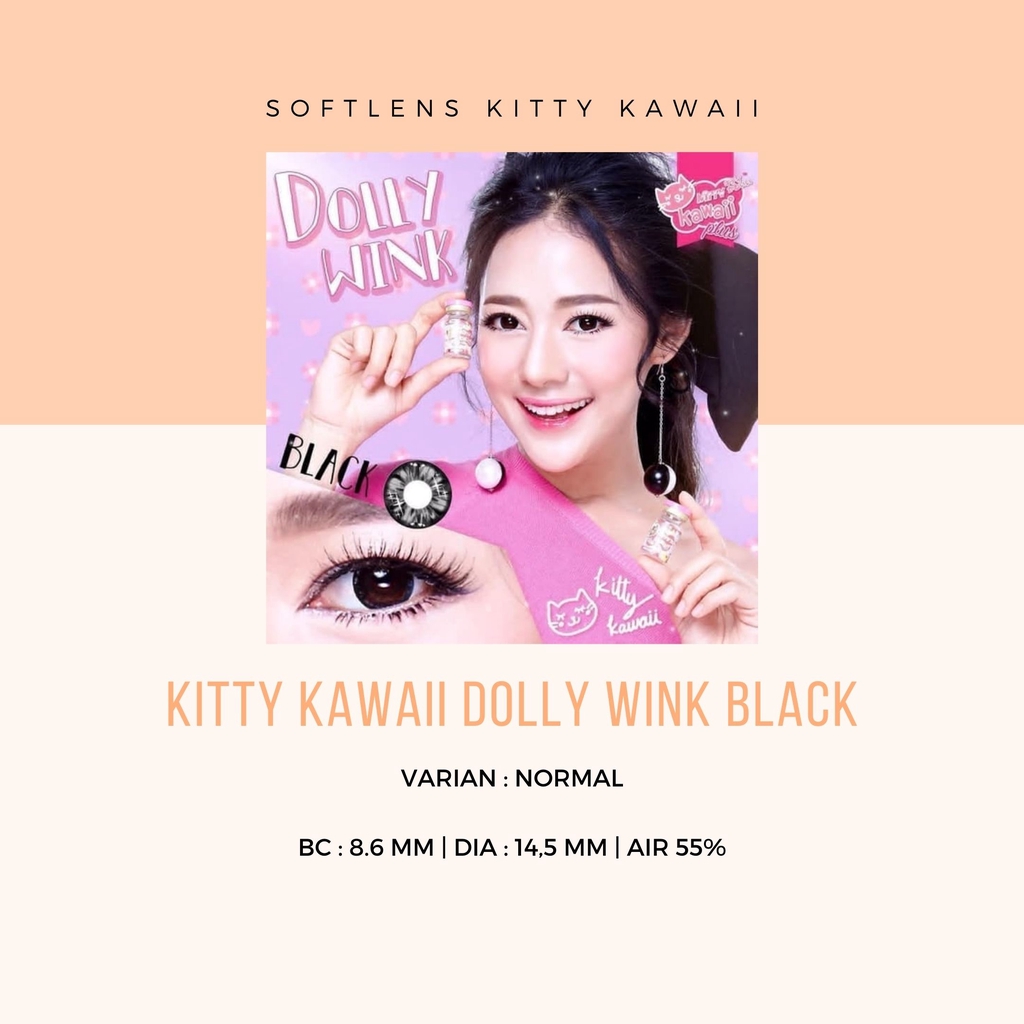 SOFTLENS KITTY KAWAII DOLLY WINK BLACK / DOLLY WINK GREY - LENSA NORMAL / LENSA MATA