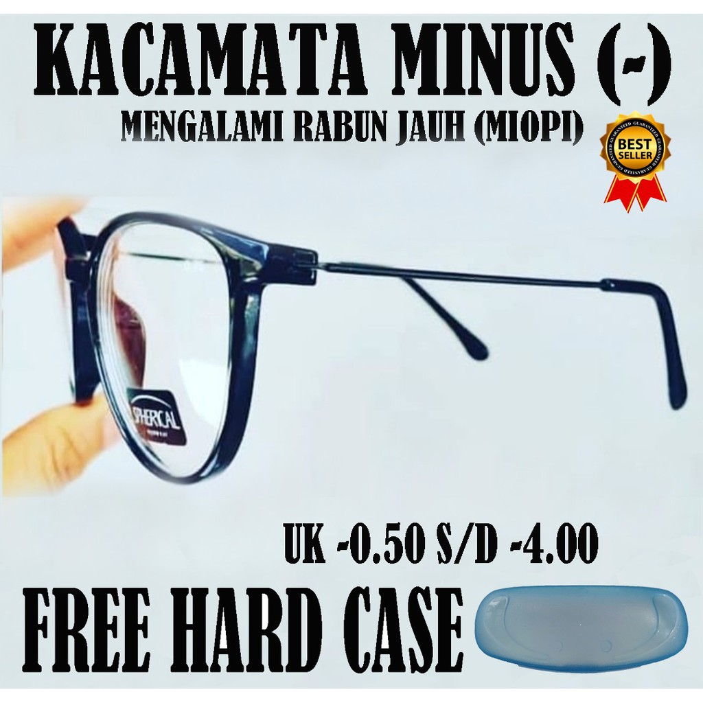 Kacamata Minus Berkualitas (-) Oval kacamata rabun jauh ukuran 0.50 Sampai 4.00 Free Case Kacamata Jarak Jauh pria dan wanita