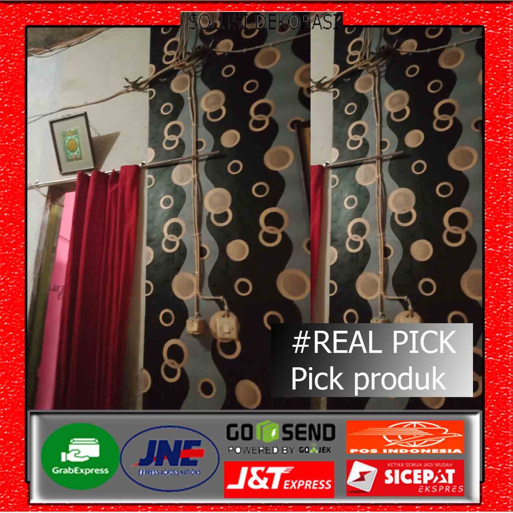 Wallpaper stiker dinding / Motif pol ring gold 4cm x 10meter / Bahan pvc anti air solusi dekorasi