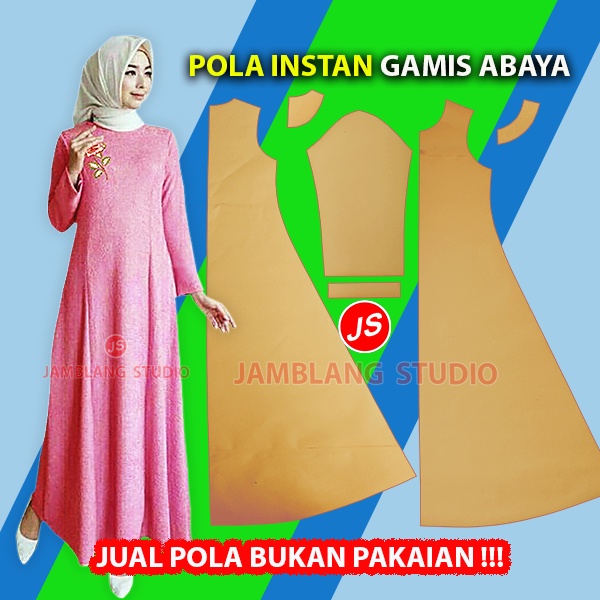 Pola Instan Gamis Abaya Dewasa [ Pola Baju Jamblang Studio ]