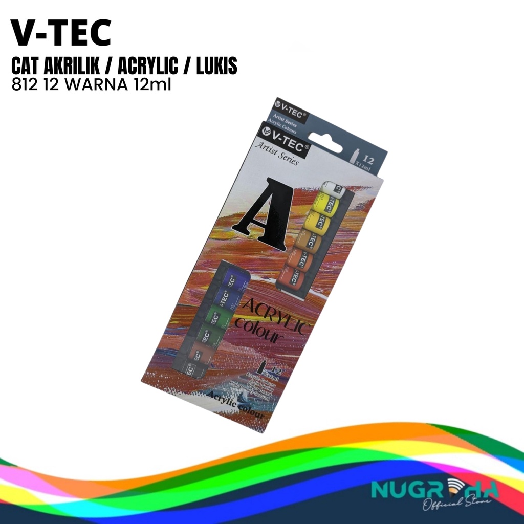 

CAT AKRILIK / ACRYLIC / LUKIS V-TEC 812 12 WARNA 12ml