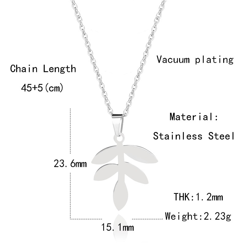 Stainless steel kalung artistik segar cabang daun liontin wanita klavikula rantai kalung sederhana f