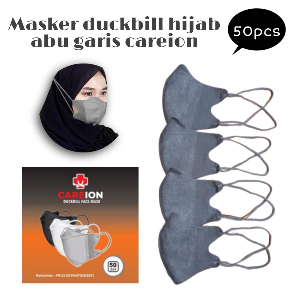 Masker Duckbill Hijab CAREION Masker Duckbill CAREION Headloop Masker Hijab Duckbill Earlop isi 50pc