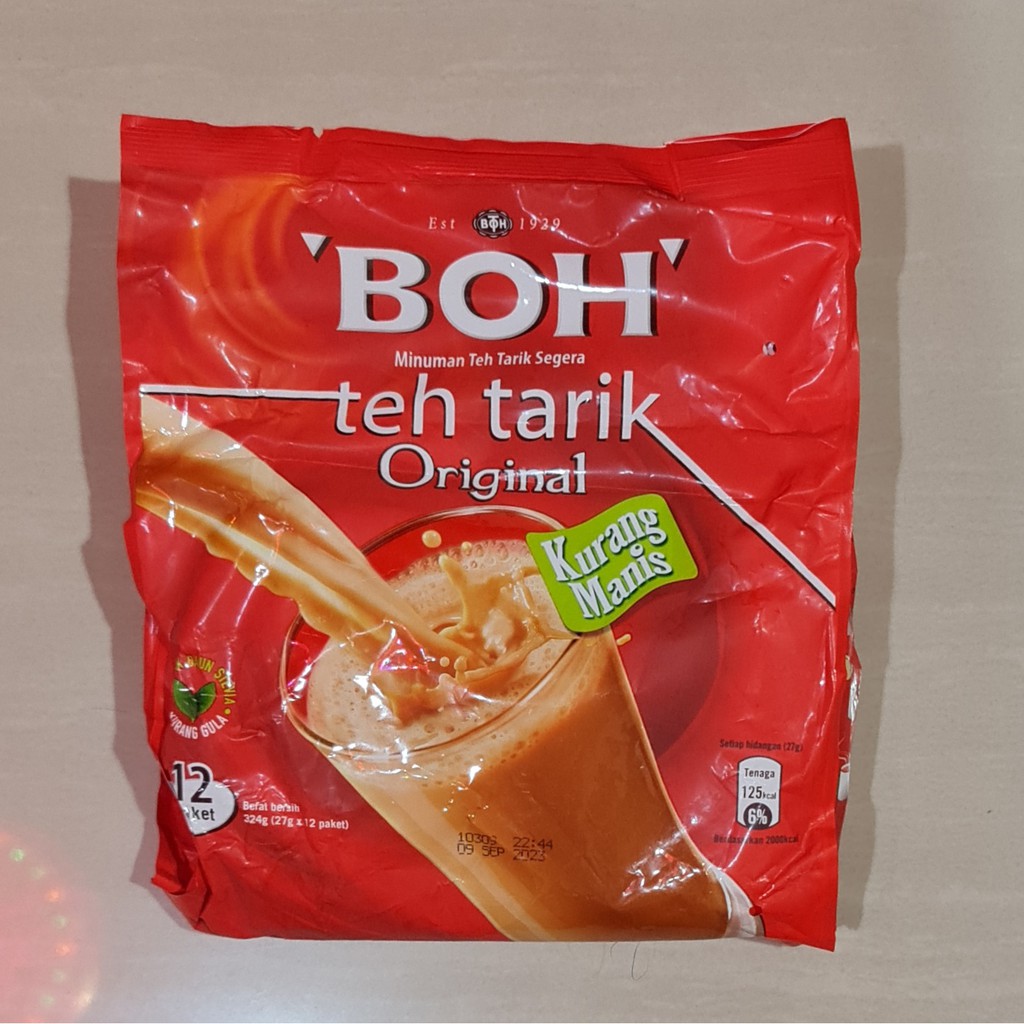 

Boh Teh Tarik Original Less Sweet / Kurang Manis / Less Sugar 12 x 27 Gram