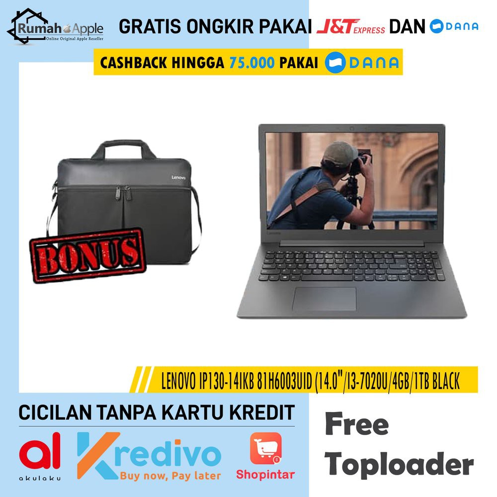 Langsung Order Lenovo IdeaPad 14 inch Core i3 4GB HDD 1TB IP130-14IKB 81H6003UID terbaik