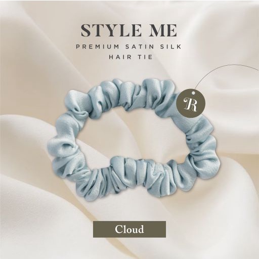 Scrunchies Premium Satin Silk MINI The Rituale | Ikat Rambut Kuncir Hijab Cepol | Anti Rontok Pusing-Cloud