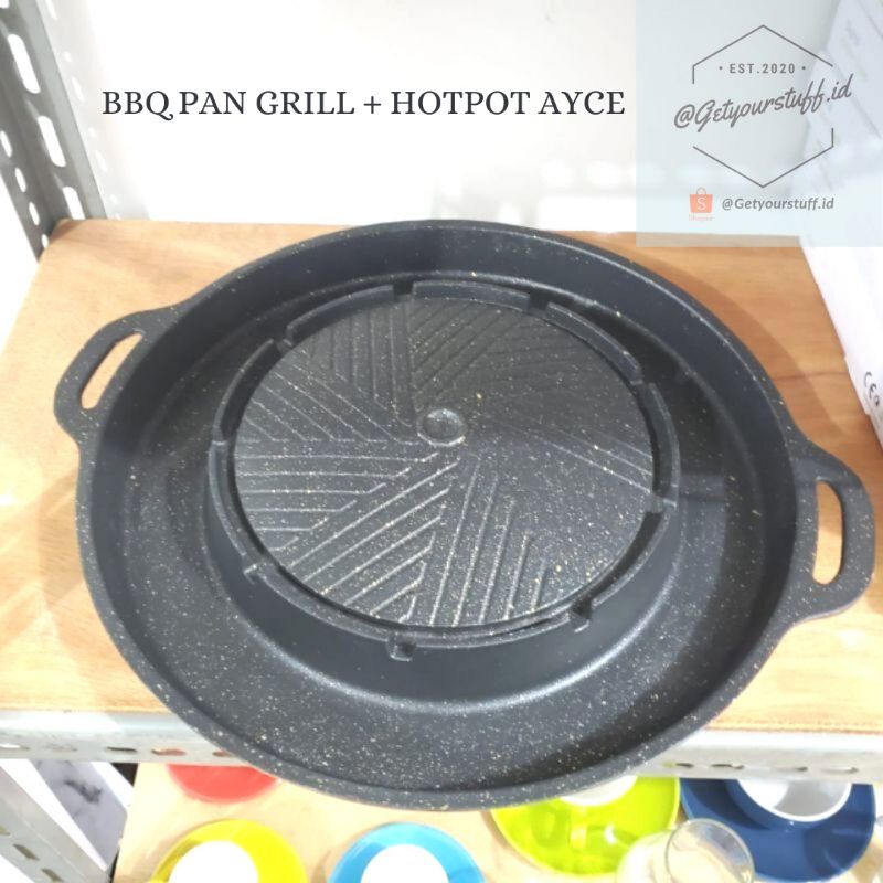 PANGGANGAN PANCI BULGOGI HAPPY CHOCO 2 IN 1 GRILL PAN SHABU SHABU STEAMBOAT/Alat panggang Griller pemanggang Gril/bakar bakar diatas