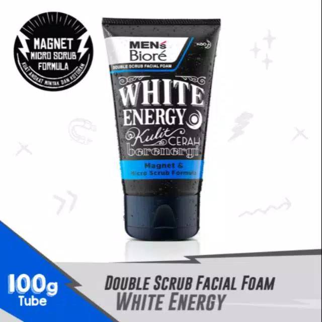 Men's Biore Double Scrub Facial Foam White Energy
