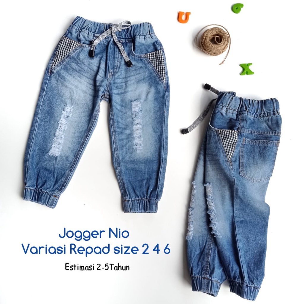 Celana Panjang Jogger Joger Jeans Anak Laki Cowok Usia 2 3 4 5 6 7 8 9 Tahun Variasi Repad Nio