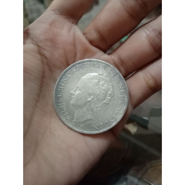 koin perak wilhelmina 2 1/2 gulden tahun 1930